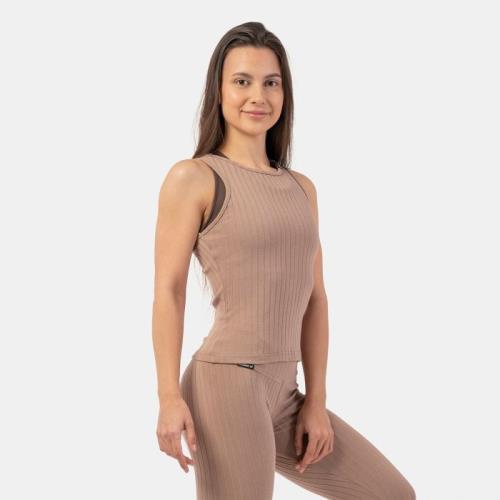 NEBBIA Dámske tielko Tank Top Ribbed Organic Cotton Brown XS